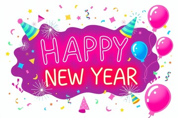 Happy New Year 2026 Celebration Illustration | Festive Party Greeting Design