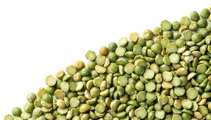 Pile of Split Green Peas on White Background