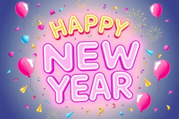 Happy New Year 2026 Celebration Illustration | Festive Party Greeting Design