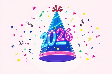 Happy New Year 2026 Celebration Illustration | Festive Party Greeting Design