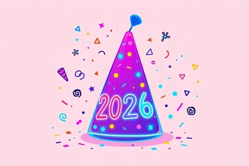 Happy New Year 2026 Celebration Illustration | Festive Party Greeting Design