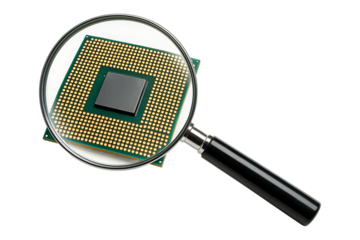 Microchip Technology Inspection Concept Isolated on a Transparent Background