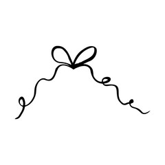 Hand-drawn doodle of a thin ribbon with long curly hanging tails