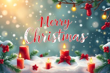 Merry Christmas Holiday Celebration Illustration, Festive Winter Greeting Design