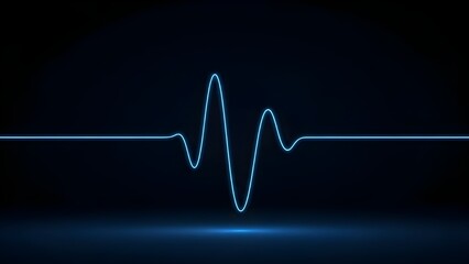 Blue Neon Glowing Waveform Line Vector Graphic on Dark Abstract Background