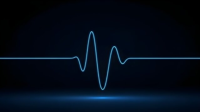 Blue Neon Glowing Waveform Line Vector Graphic on Dark Abstract Background - Powered by Adobe
