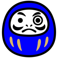 Fototapeta premium ミニマルなだるまのイラスト。丸みのある形と力強い表情が、忍耐・努力・目標達成への祈りと日本の縁起文化