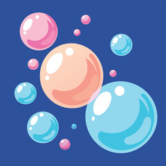 Magical, iridescent bubbles floating in the air, creating a dreamy and whimsical atmosphere, isolated on white.