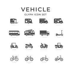 Set glyph icons of vehicle