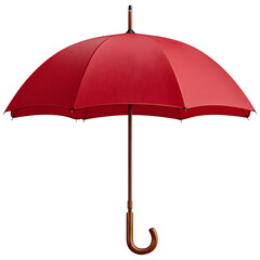 Red umbrella isolated on transparent background, rain protection weather accessory concept for safety and lifestyle design.