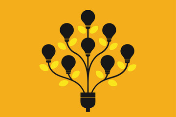 A tree silhouette composed of light bulbs, symbolizing innovative ideas and illumination