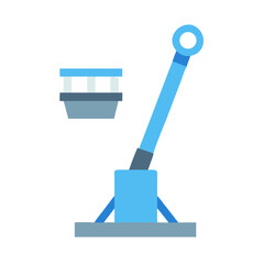 Blue water well pump with bucket and support structure