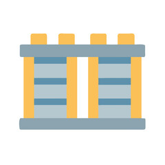 Colorful flat vector icon of a storage shelf unit