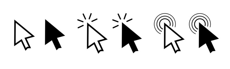 Computer mouse click cursor icons set vector illustration