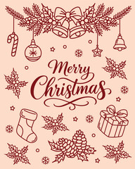 set of christmas elements