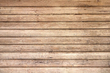 Texture of vintage wood board. Horizontal or vertical retro background with old wooden planks. Full pattern for banner or skinali with wood texture. Wall with pine boards trim