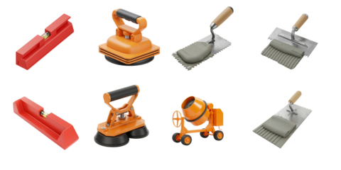 construction tools on white background