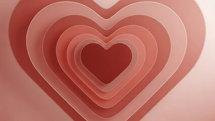 Subtle blush tone background featuring a symmetrical composition of numerous nested concentric hearts creating an illusion of receding depth