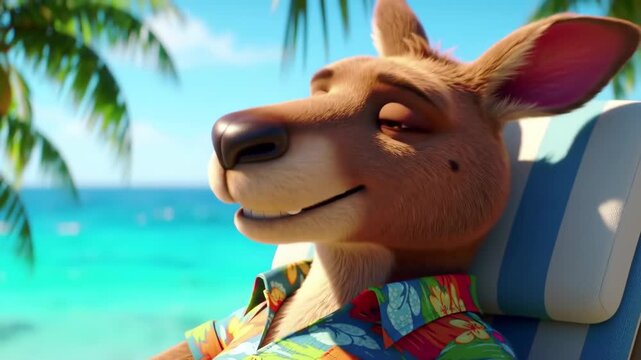 Relaxing Kangaroo on Vacation Beach Day Dreamin'