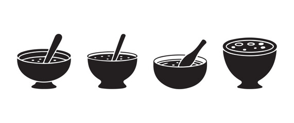 a simple illustration depicts four black silhouette images of bowls and pestles suggesting spice grinding