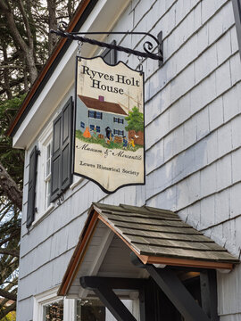 Ryves Holt House museum and mercantile sign in Lewes Delaware