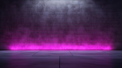 A modern, illuminated wall featuring a gradient of pink light, creating a vibrant atmosphere against a textured gray background.
