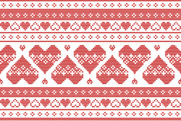 Valentine&rsquo;s Day knitted red heart background