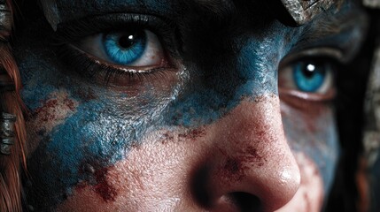 Naklejka premium Closeup face painted woman eyes