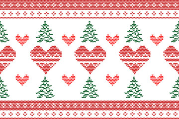 Valentine&rsquo;s Day knitted red heart background