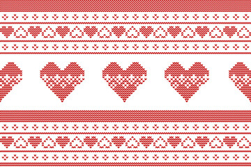 Valentine&rsquo;s Day knitted red heart background