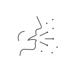 Human cough line outline icon