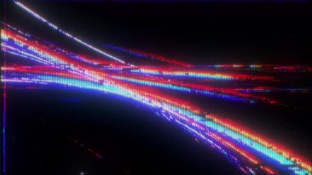 4K RGB Glitch Overlay Animation with Screen Mode Light Trails Signal Distortion Pixel Noise and Color Split Interference as Reusable Interface Layer for UI HUD Motion Graphics Systems