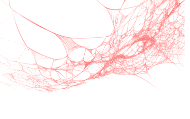 An intricate spider web with light pink lines on a transparent background, ideal for halloween effects or delicate decorative overlays