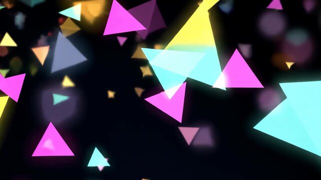 abstract background, geometric shape fractals scattered  glowing in dark 