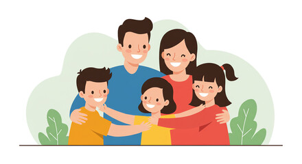 Happy family embracing each other