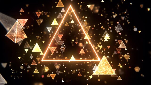 abstract background, geometric shape fractals scattered  glowing in dark 