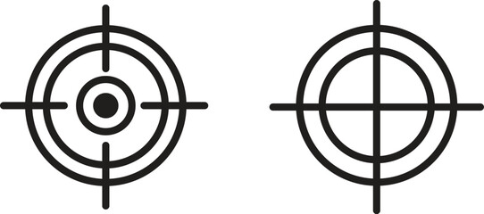 Minimalist target and crosshair icons for goal setting and accuracy concepts