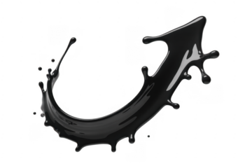 Liquid splash in the shape of an arrow dynamic isolated on a transparent background