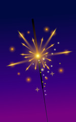 Vertical Sparkler Light on Dark Background with Copy Space