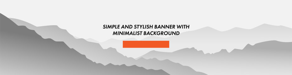 Horizontal website template layout. Abstract foggy landscape with dark silhouettes of mountains. Minimalistic website design.