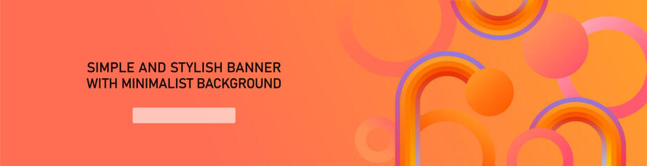 Orange web banner for website. Website landing page template with bright rainbow shapes. 