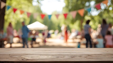 Summer family celebration a joyful gathering beneath colorful bunting in a sunlit park setting