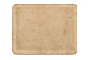 Old vintage paper texture with rounded corners and grunge border, aged parchment background with transparent alpha channel