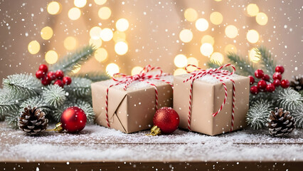 christmas cake with candles and decorations