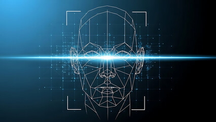 Obraz premium Digital Human Face Wireframe Scanning Technology.