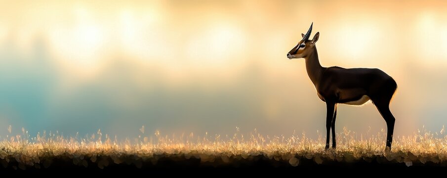 Serene Antelope Standing Gracefully in Soft Sunset Light Vibes