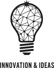 Stylized light bulb with geometric network pattern and text " INOVATION