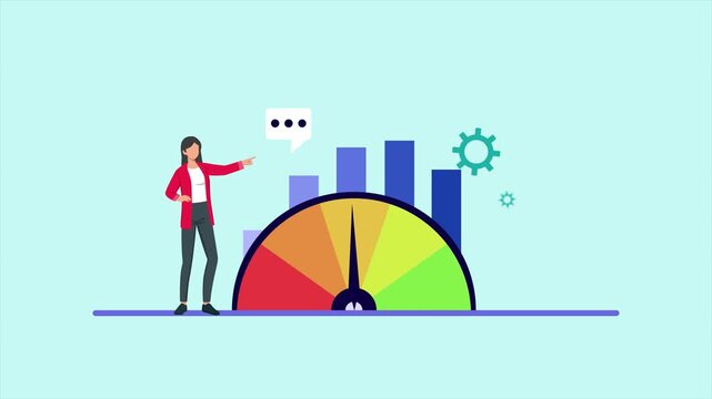 Animated video of goal Benchmarking analysis by company employees. Benchmarking concept. Full length animation illustration. High quality&nbsp;4k&nbsp;footage