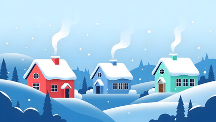 winter landscape with house