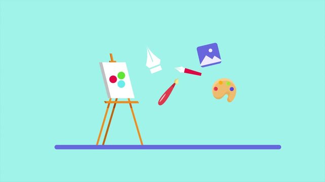 Animated video of goal school subject art. School Subject concept. Full length animation illustration. High quality&nbsp;4k&nbsp;footage